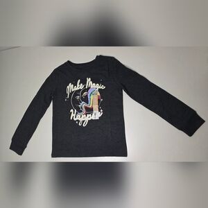 NWT Thereabouts Girls S 7/8 'Make Magic Happen' Grey Long Sleeve Top